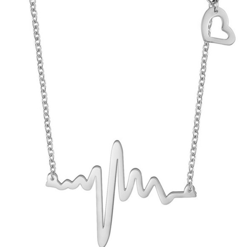 14K Gold Heartbeat EKG Necklace